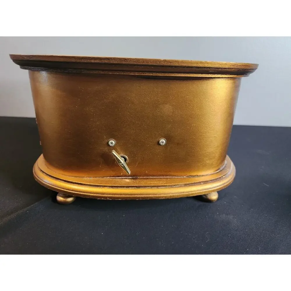 Vintage wood Florentine Jewelry Box-2 Drawers-Gold music box